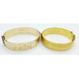 Two rolled gold bangles