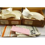 Two boxes of vintage shirt collars in original shop stock boxes