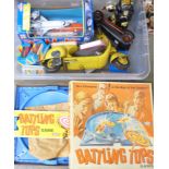 A Realtoy space shuttle, Matchbox cars, an Ideal Battling Tops game, Robot, etc.