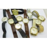 Ten gentleman's wristwatches including Bulova