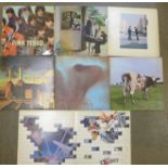 A collection of seven LP records, all Pink Floyd including The Piper At The Gates of Dawn,