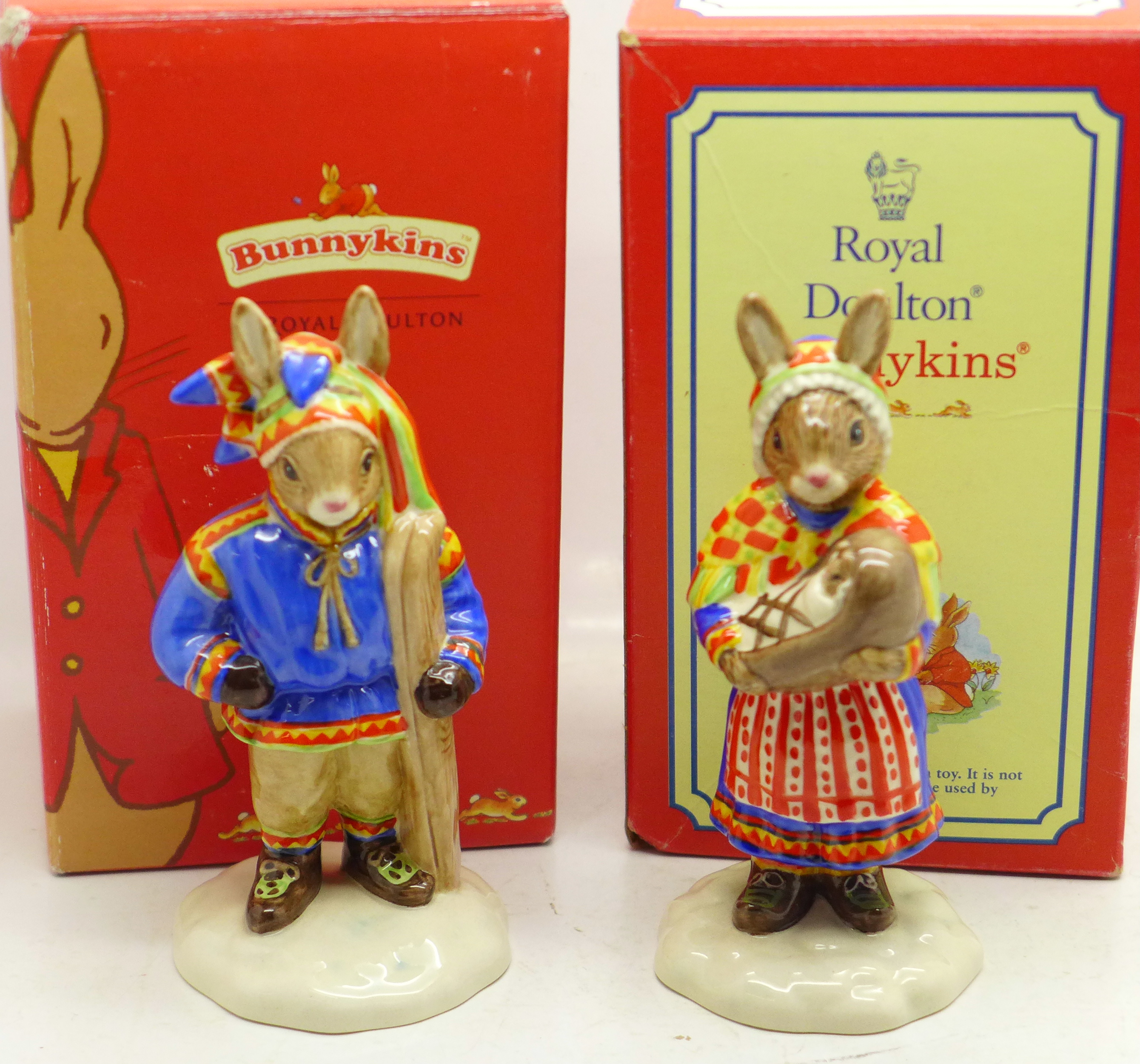 Two Royal Doulton Bunnykins figures, Winter Lapland and Summer Lapland,