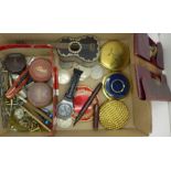 Assorted items including compacts, watches, cufflinks, etc.