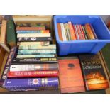 Two boxes of books, first editions, including The Silmarillion by Tolkein, other books by Rankin,