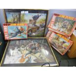 Four framed James Bond 007 jigsaw puzzles,