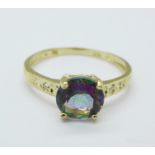 A 9ct gold, mystic topaz and diamond ring, 1.