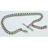 A silver Albert chain, each graduated link marked,