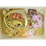 Costume jewellery in a large jewellery box, total weight 3.