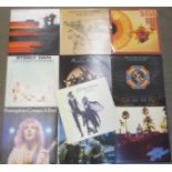 Ten LP records, including Steely Dan,