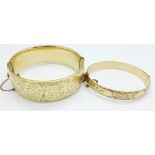 Two rolled gold bangles