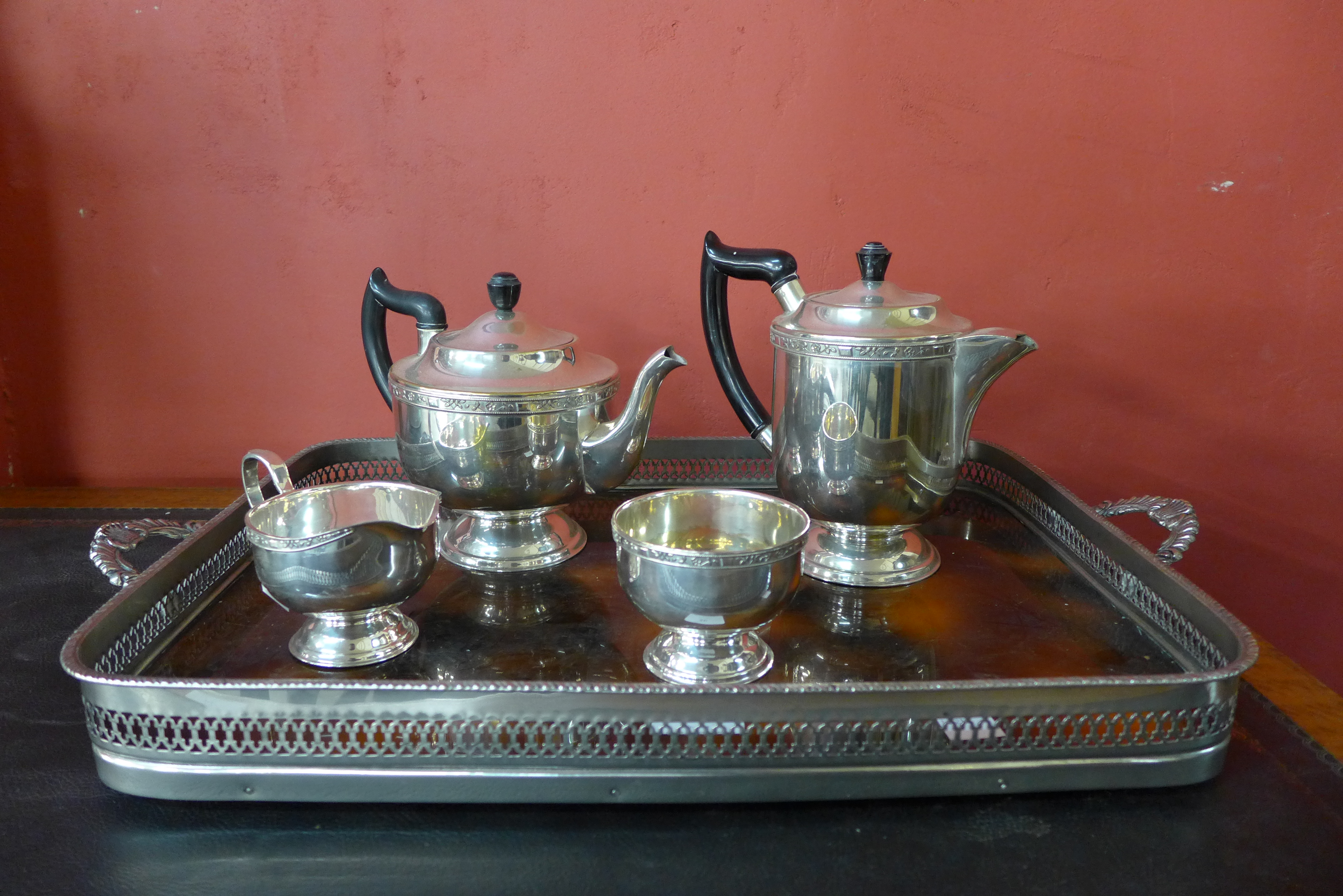 A plated five piece tea service