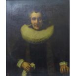 Flemish School, portrait of Margaretha de Geer, after Rembrandt, oil on canvas, 75 x 62cms,