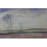 Tony Holahan, rural landscape, watercolour, 23 x 34cms,