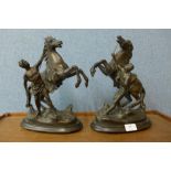 A pair of French spelter Marley horses