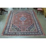 A red ground rug,