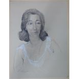 European School, portrait of a lady, charcoal, indistinctly signed, 53 x 39cms,
