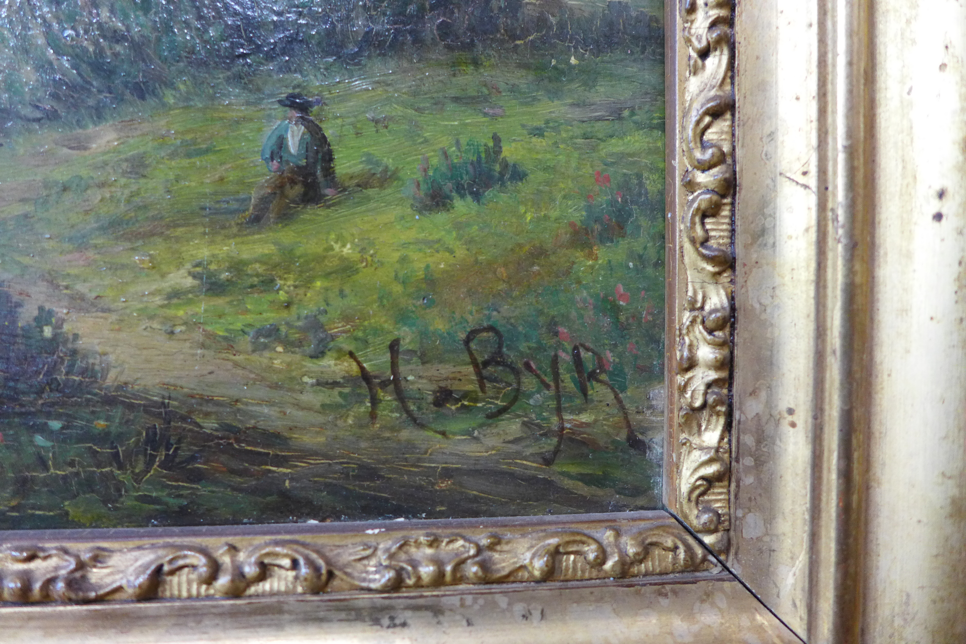 English School (19th Century), rural landscape, oil on board, indistinctly signed, - Image 3 of 3