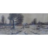 * Goldrick, pair of landscapes, pastel and watercolour, 19 x 44cms,