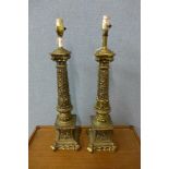 A pair of French style gilt metal table lamps