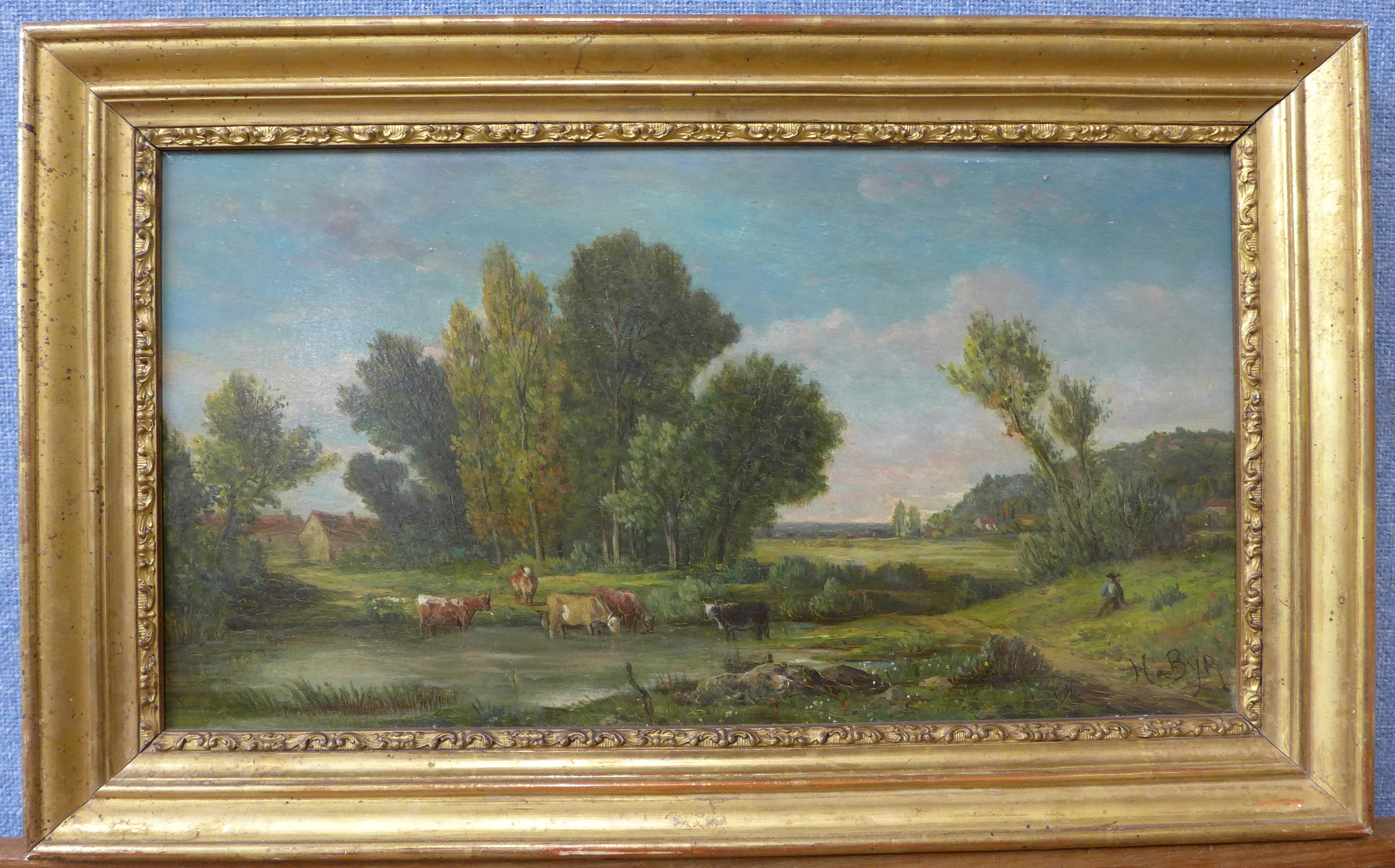 English School (19th Century), rural landscape, oil on board, indistinctly signed, - Image 2 of 3