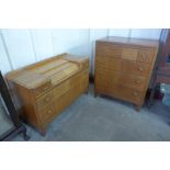 An oak dressing table and chest of drawers