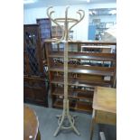 A bamboo and wicker coat stand