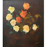 Ludo Mariman, still life of flowers, oil on board, 38 x 34cms,