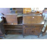 An oak bureau and a mahogany bureau bookcase