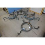 Two pairs of French bronzed ceiling lights