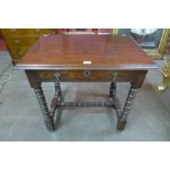 A William III style oak single drawer side table