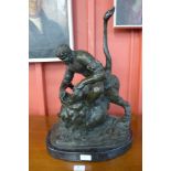 A bronze of figure Hercules and Nemean Lion,