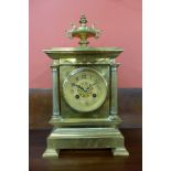 A 19th Century French brass mantel clock,