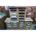 A set of three haberdashery chests