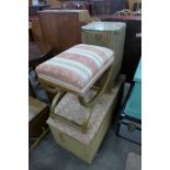 A Lloyd Loom ottoman,