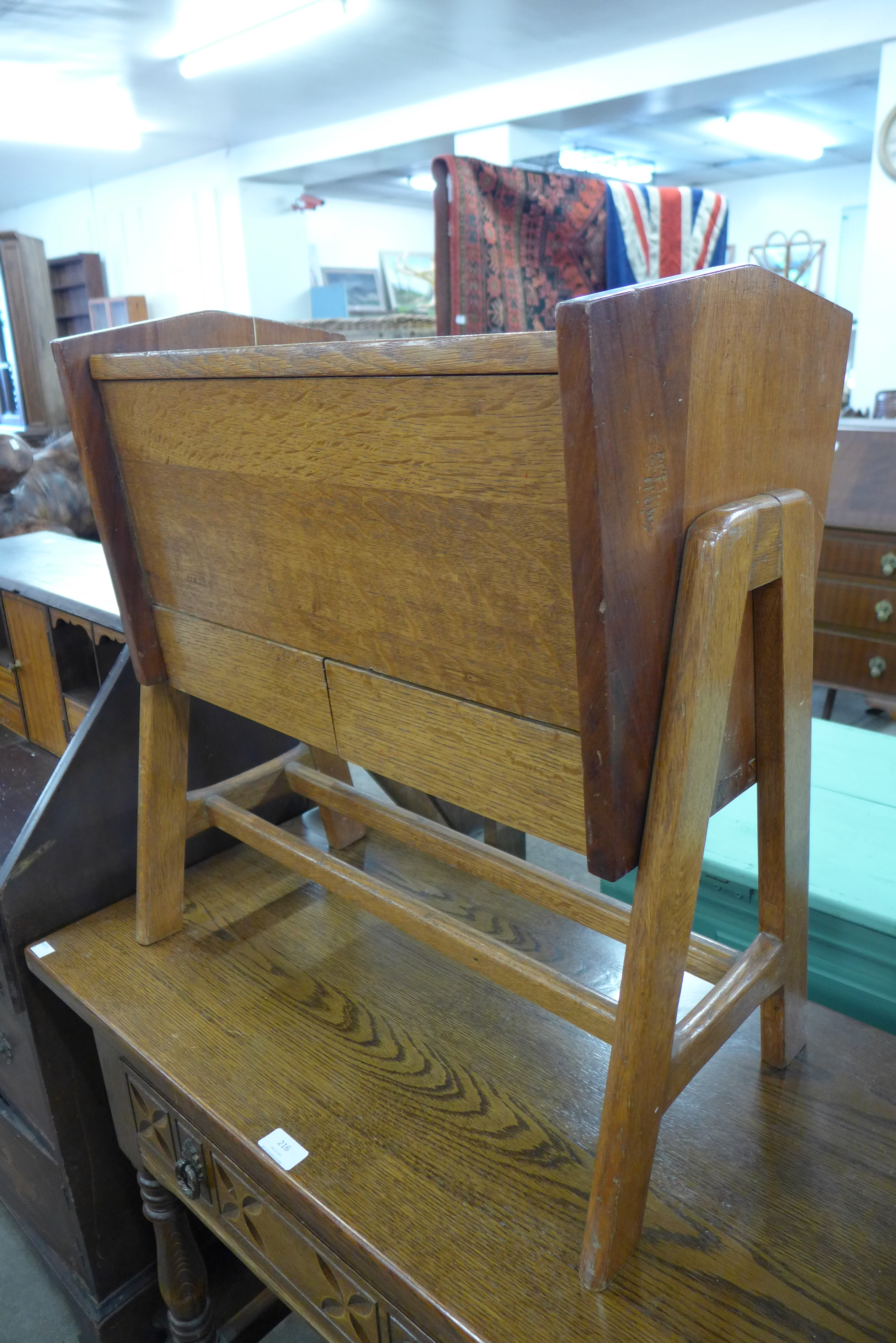 An oak sewing table