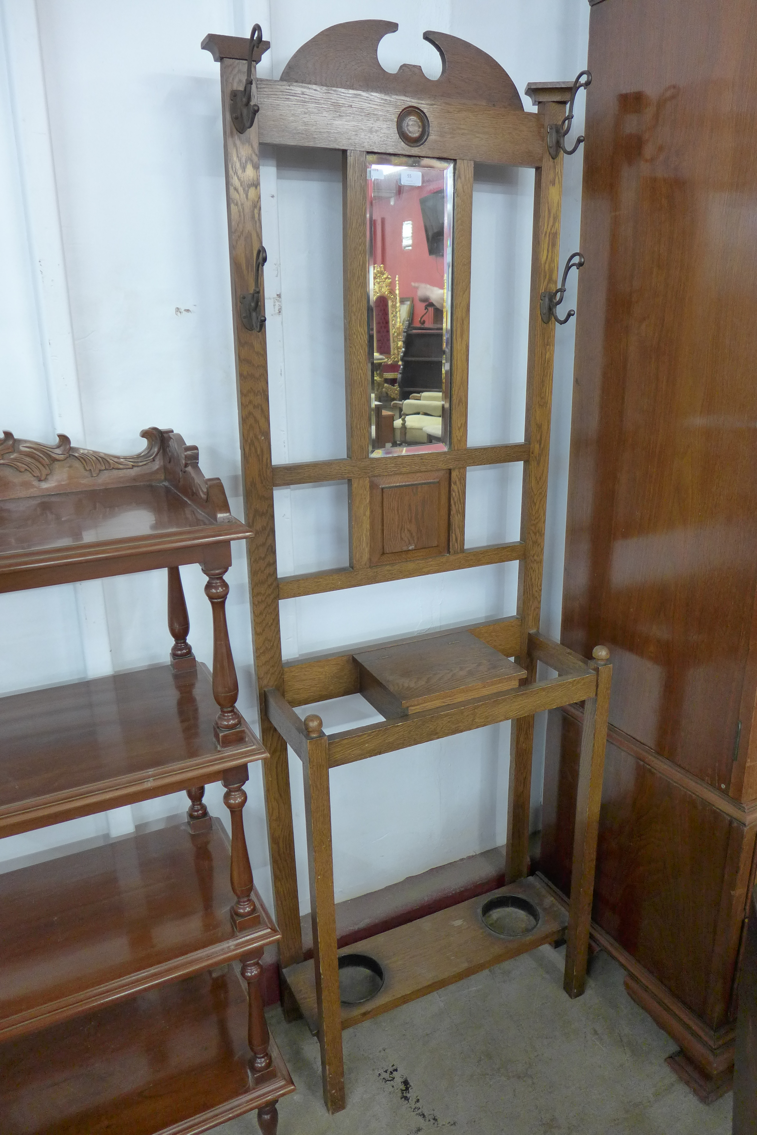 An Edward VII oak hallstand