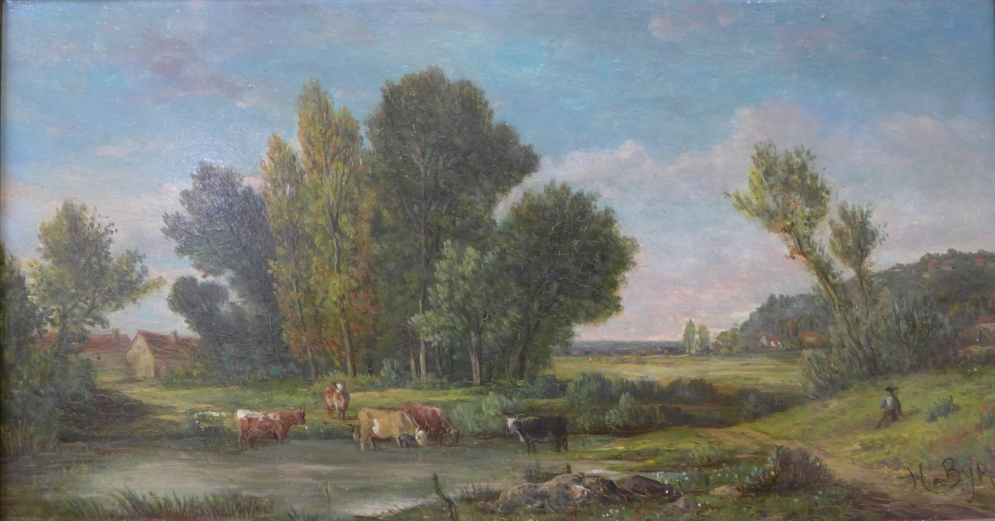 English School (19th Century), rural landscape, oil on board, indistinctly signed,