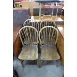 A set of four elm and beech kitchen chairs