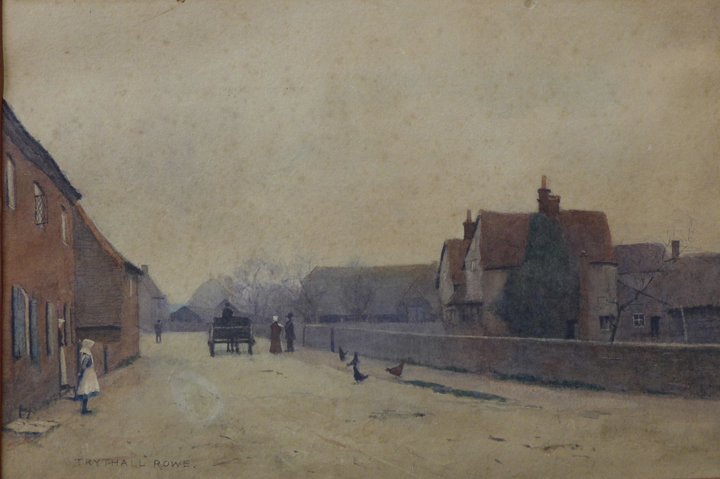 Tom Trythall Rowe (1858 - 1937), A Village Street, Berkshire, watercolour, 22 x 33cms,