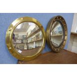 Two gilt framed convex mirrors