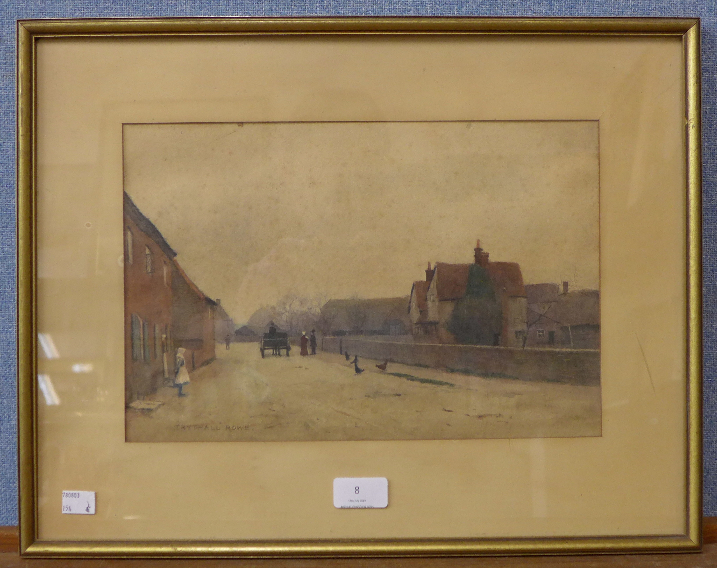 Tom Trythall Rowe (1858 - 1937), A Village Street, Berkshire, watercolour, 22 x 33cms, - Image 2 of 3