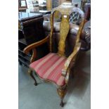 A 19th Century Dutch marquetry inlaid walnut armchair