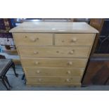 A pine chest of drawers