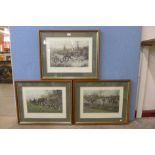 A set of three George Wright hunting scene prints,