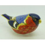 A Royal Crown Derby Bullfinch paperweight with gold stopper