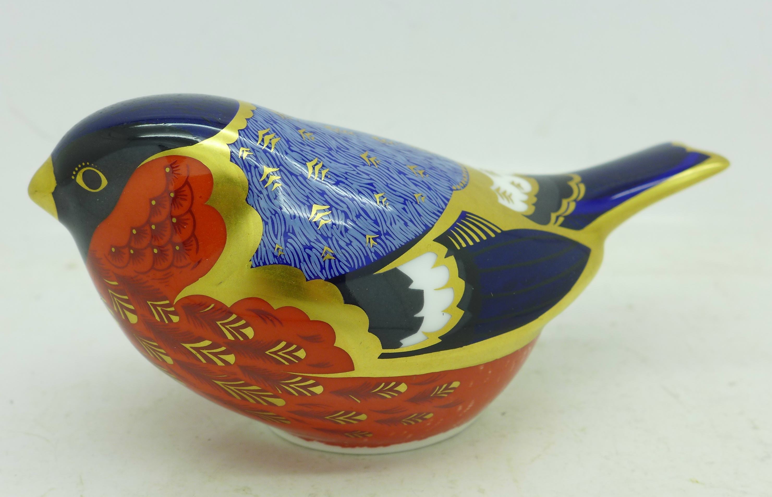 A Royal Crown Derby Bullfinch paperweight with gold stopper - Image 2 of 3