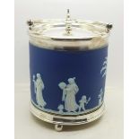 A Wedgwood biscuit barrel with receipt dated 1964 for replating from W.H.