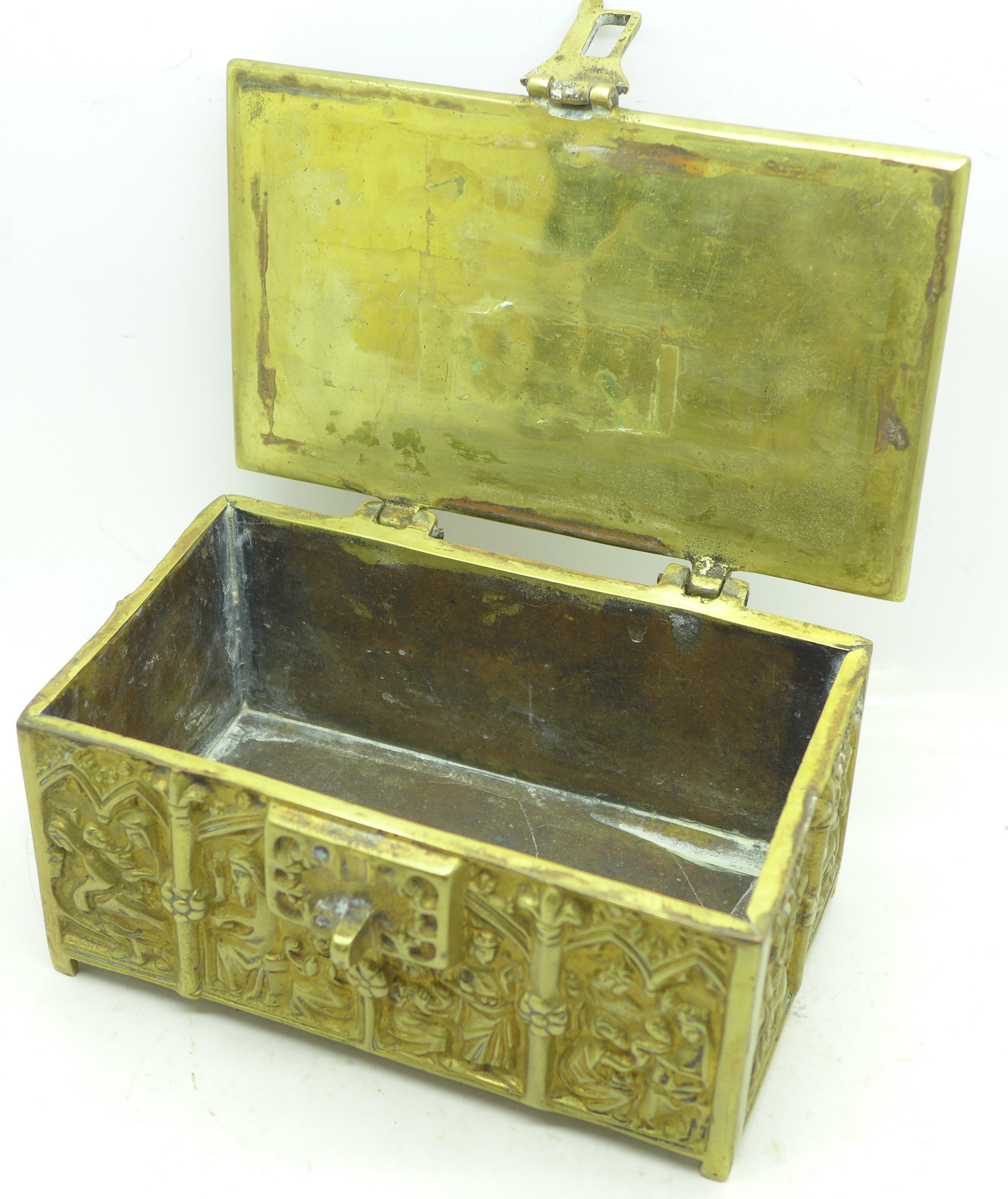 A French 19th Century brass reliquary box, - Image 2 of 2