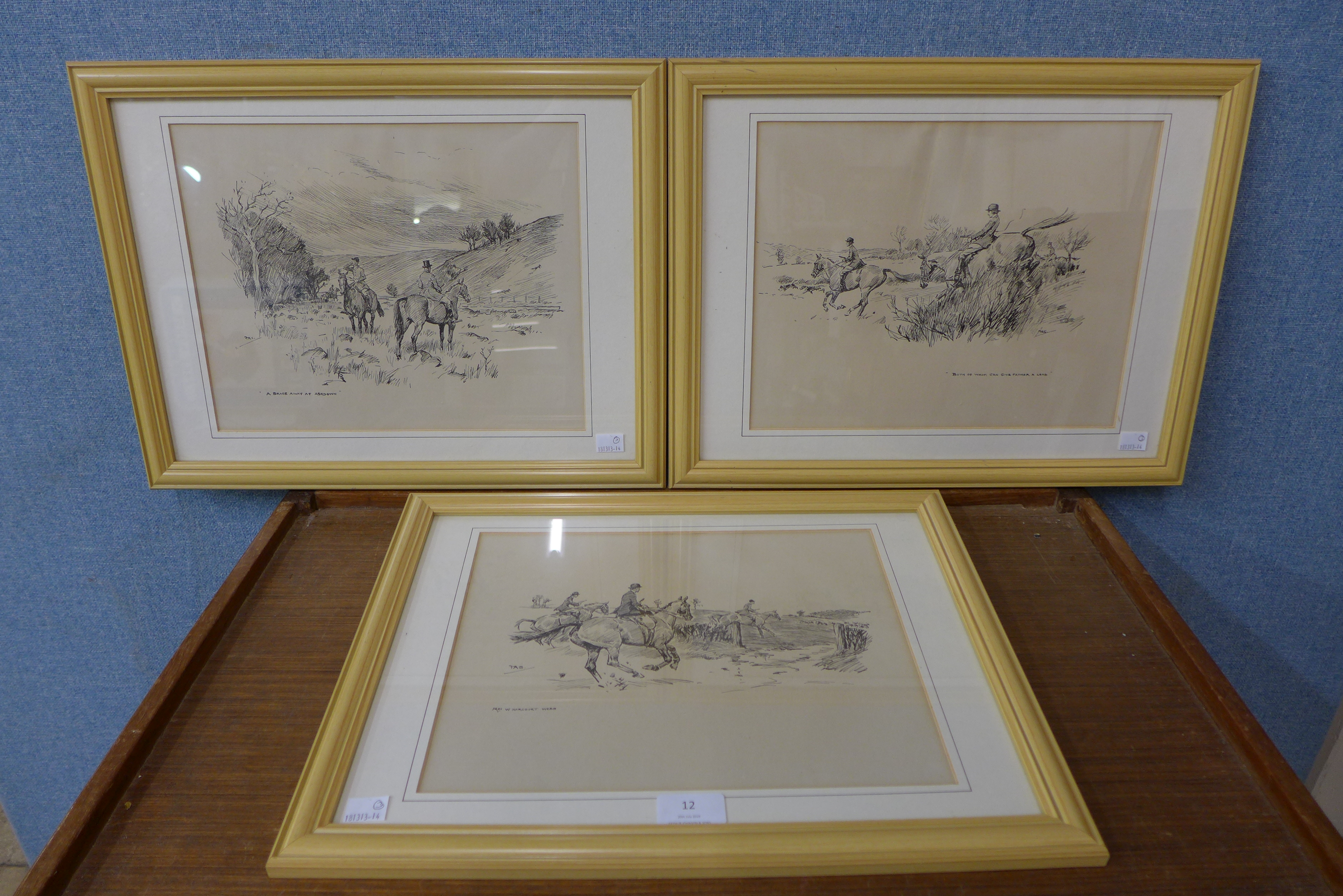 A set of three hunting scene prints, - Image 2 of 4
