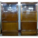 A pair of mahogany sectional stacking bookcases